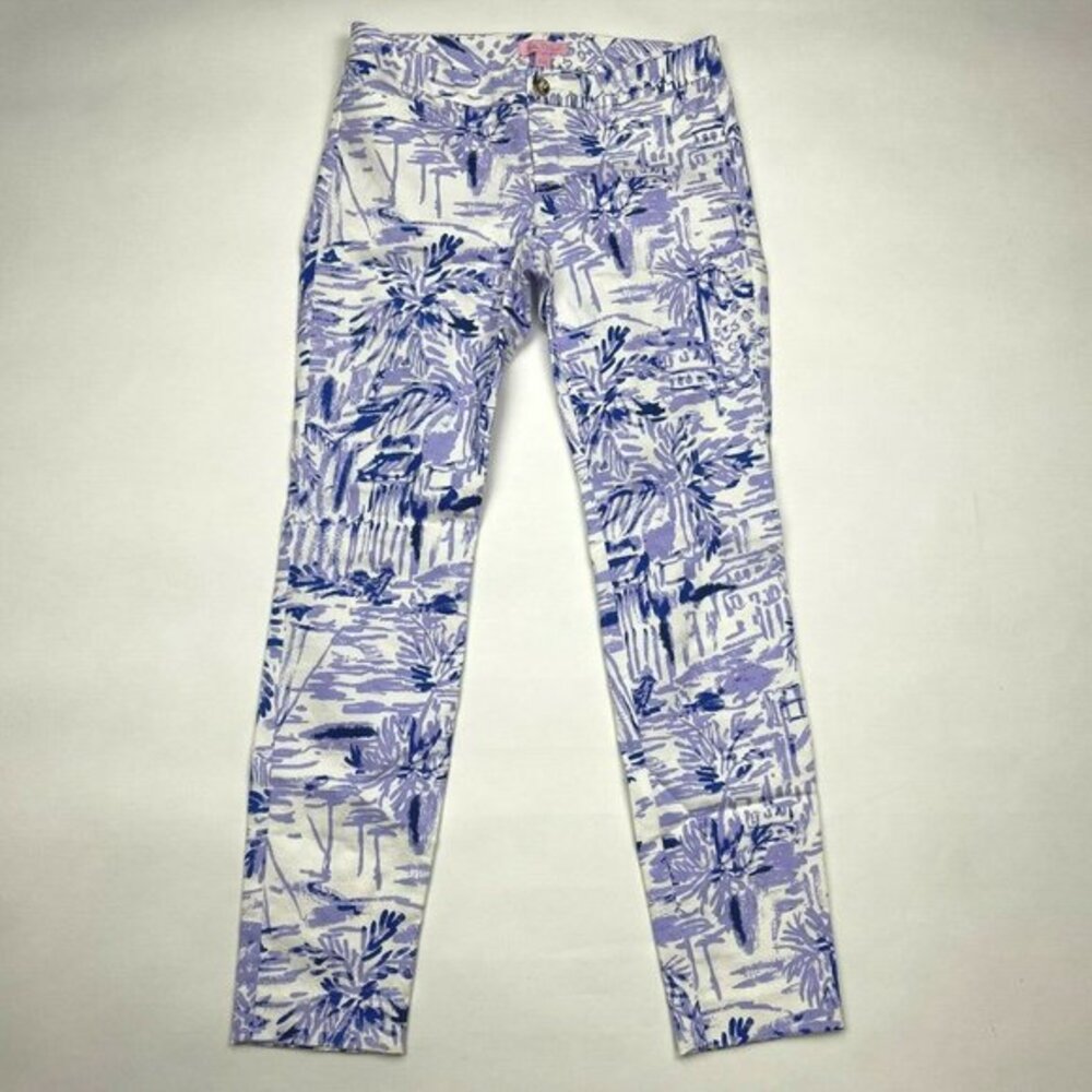 Lilly Pulitzer Kelly Ankle Skinny Pant Lilac Rock The Dock Pocket StretchWomen 0
